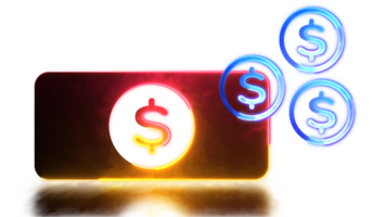 Looping neon glow effect Financial banknotes and coins icons png