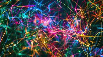 AI generated Dynamic abstract texture background with neon fiber optic lines. Ai Generated photo