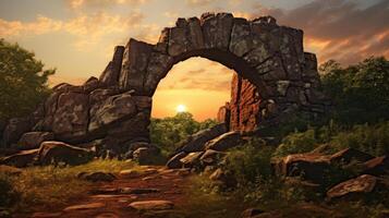 AI generated The stone arch stands as a timeless marvel of nature's craftsmanship, Ai Generated. photo