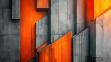 AI generated Vertical abstract background featuring orange and grey geometric textures. Modern elegance unfolds, Ai Generated. photo