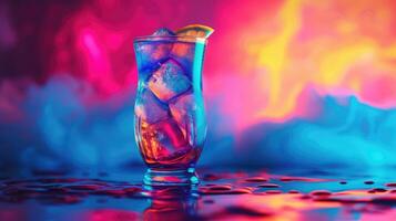 AI generated Neon-lit cocktail, a vibrant dazzle for your rave night, Ai Generated. photo
