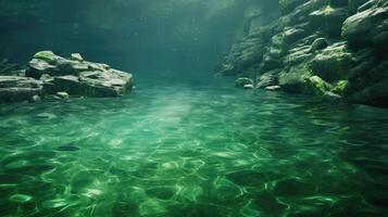 AI generated Emerald green water exudes peace and soothing texture, Ai Generated. photo