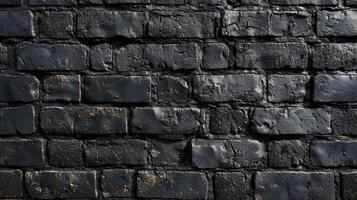 AI generated Immerse yourself in the depth and texture of a panoramic black brick wall. Ai Generated. photo