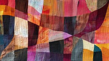 AI generated Contemporary quilted wall hanging featuring an abstract pattern. Ai Generated photo