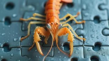 ai generado linda camarón mantis absorto en un rompecabezas rompecabezas, agregando un caprichoso tocar, ai generado. foto