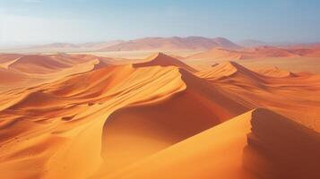 AI generated Majestic sand dunes form a captivating landscape in the heart of the desert. Ai Generated. photo