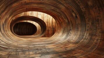 AI generated gracefully curved wooden backdrop. Ai Generated. photo