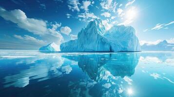 AI generated Arctic nature reveals an iceberg from a glacier, a frozen masterpiece in Greenland, Ai Generated. photo