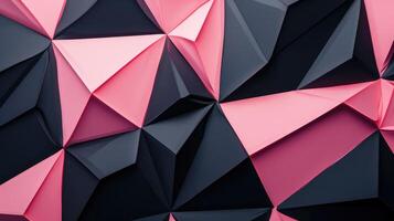 AI generated Chic black and pink geometric patterns converge, shaping a visually stunning background, Ai Generated. photo