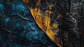 AI generated Close-up of an autumn leaf's intricate texture, showcasing vibrant hues. Ai Generated photo