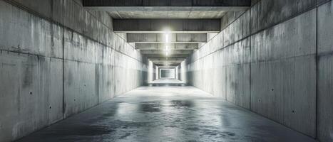 ai generado hormigón corredor de un estructurado edificio. urbano ambiente, ai generado. foto