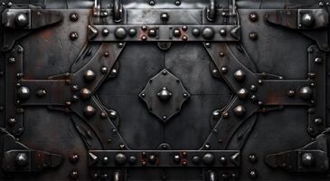 AI generated Robust steel plate adorned with rivets for industrial durability. Ai Generated photo