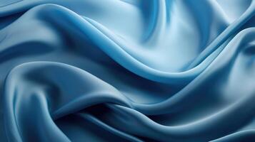 AI generated Tranquil blue satin texture with elegant waves evokes a serene and calming ambiance. Ai Generated. photo