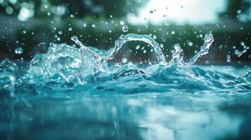 ai generado vibrante agua salpicaduras debajo el superficie, un dinámica danza en el quinielas acuático reino. ai generado foto