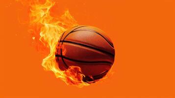 AI generated Basketball on vibrant color background a striking and dynamic sports composition. Visual energy, Ai Generated. photo