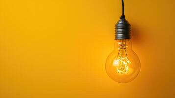 AI generated Vintage and fashionable Edison lamp showcased against a bright yellow background, Ai Generated. photo