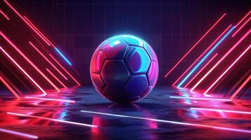 AI generated glossy design featuring football and soccer. Dynamic visual appeal, Ai Generated. photo