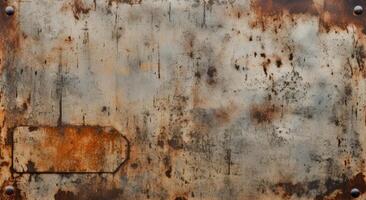 AI generated Weathered and worn, the rusted steel wall tells tales of time and resilience, Ai Generated. photo