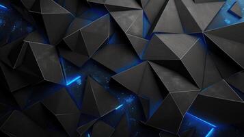 AI generated Striking black and blue geometric patterns converge in a visually captivating background, Ai Generated. photo