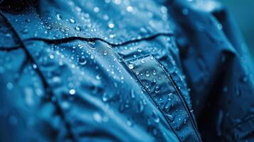 AI generated Close-up of a jacket adorned with water droplets, adding a sleek and modern touch. Ai Generated. photo