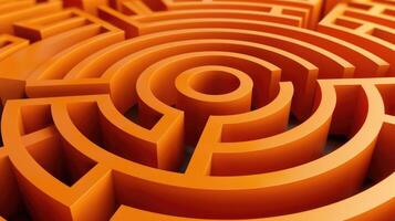 AI generated Navigate through an intriguing orange maze leading to a circular center, Ai Generated. photo