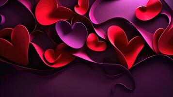 AI generated Dark red and purple Valentine's Day background sets a romantic and elegant ambiance. Ai Generated. photo