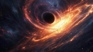 AI generated distant spiral, center black hole sprays, Ai Generated. photo