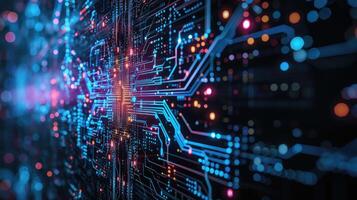 AI generated Quantum processors converge in an abstract tech background, unlocking futuristic computations, Ai Generated. photo