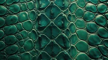 AI generated Lush green leather, textured with the allure of reptilian scales, creates captivating sophistication, Ai Generated. photo