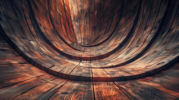 AI generated gracefully curved wooden backdrop. Ai Generated. photo