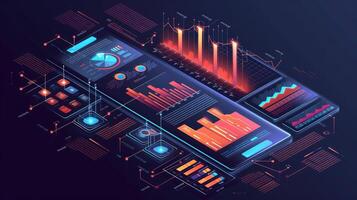 AI generated Dynamic infographic showcasing online business analytics through engaging diagrams and charts, Ai Generated. photo