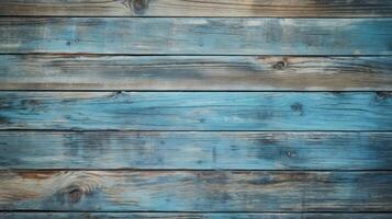 AI generated Weathered wooden plank, tinted with an old blue hue, exudes rustic charm, Ai Generated. photo