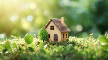 AI generated Eco-friendly dwelling amidst lush green surroundings. Ai Generated photo