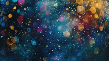 AI generated Mesmerizing multicolor bokeh with a cascade of raining light and blurry lights. Ai Generated photo