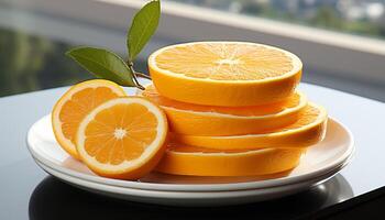 AI generated Fresh, juicy citrus fruits bring nature vibrant colors to the table generated by AI photo