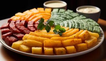 ai generado frescura y calor en plato gastrónomo comida, sano comiendo generado por ai foto