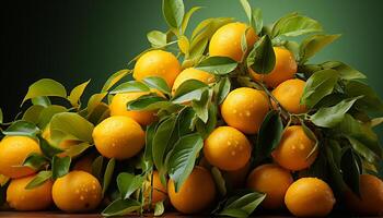 AI generated Fresh citrus fruit, nature juicy, vibrant, healthy, refreshing, colorful delight generated by AI photo