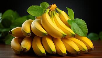 AI generated Fresh, ripe, organic banana a healthy, vibrant tropical snack generated by AI photo