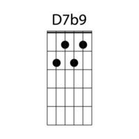 D9 guitar chord icon vector