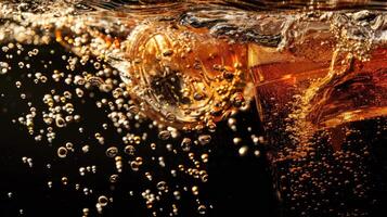 AI generated Soda water bubbles splashing underwater against a black background. Ai Generated photo