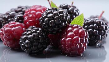 AI generated Freshness of nature gourmet dessert healthy, juicy, sweet berries generated by AI photo