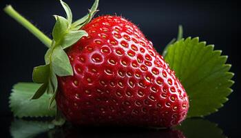 AI generated Freshness and sweetness in a juicy strawberry, nature gourmet dessert generated by AI photo