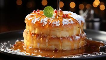 ai generado recién horneado dulce tarta con azotado crema y baya Fruta generado por ai foto