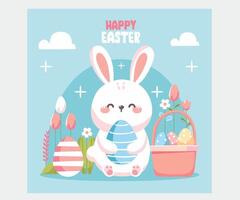 contento Pascua de Resurrección día con huevos ilustración vector