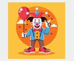 Flat Design April Fools Day with a Clown Illustration vector