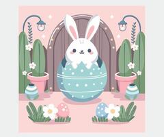 Happy Easter Day with Eggs Illustration vector