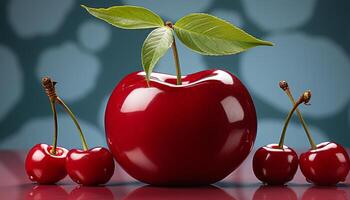 AI generated Fresh, ripe fruit on a wooden table symbolizes healthy eating generated by AI photo