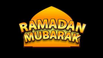 Gold text Ramadan Mubarak intro animation for celebration Muslim festive video