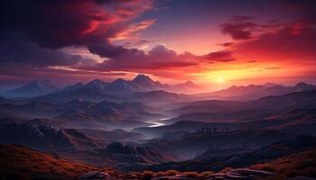 AI generated Majestic mountain peak silhouettes in tranquil dusk, nature beauty generated by AI photo