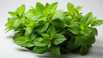 AI generated Fresh green culinary herb on white background generated by AI photo